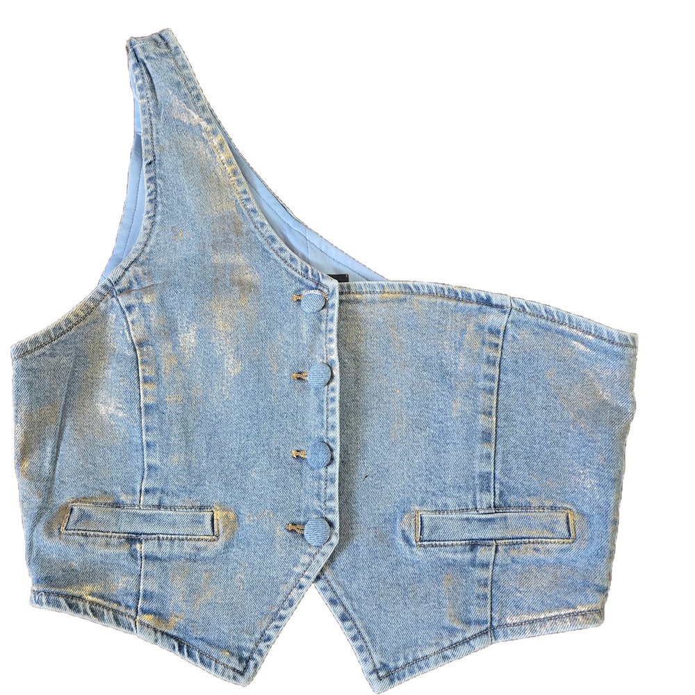 AFRM Light Blue Asymmetrical Denim Vest